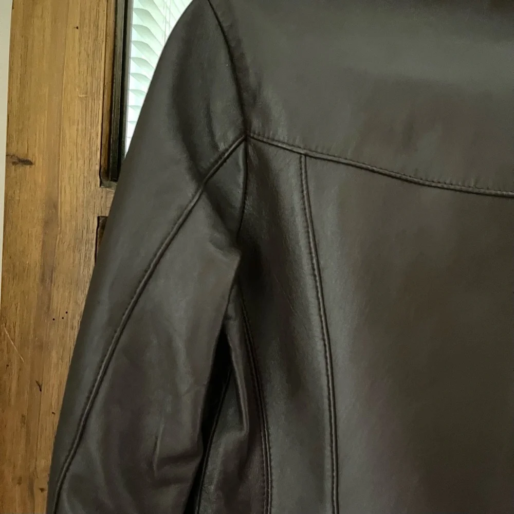 Wilsons Leather Brown Three Button Classic Collar Leather Jacket Size US S - Picture 10 of 16